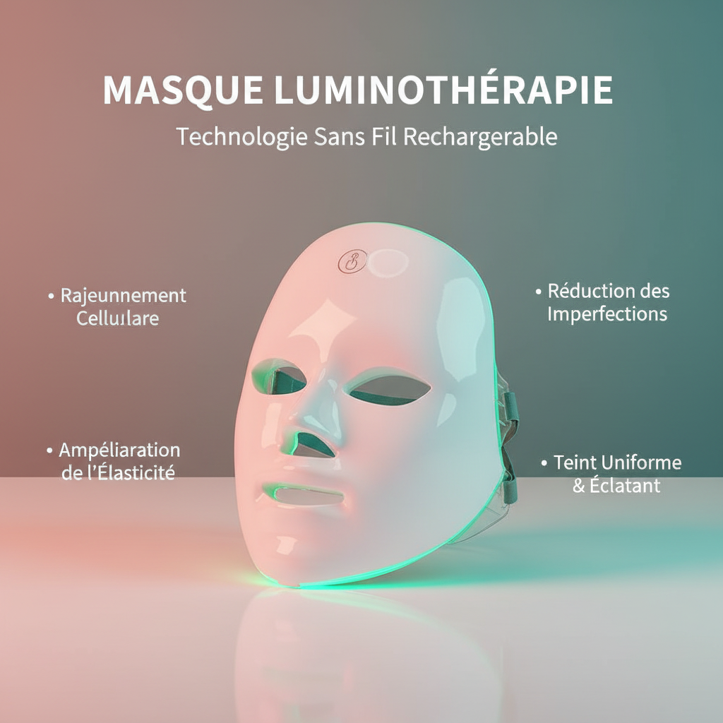 Wireless 7 Colors LED Face Beauty Machine Photon Facial Neck Skin Tighten Rejuvenation Facial Neck Mask